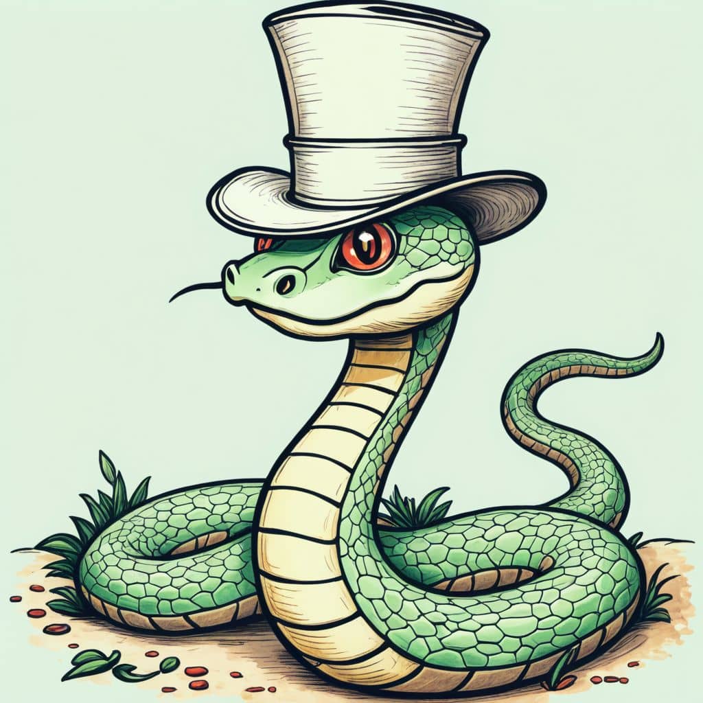 Colored Snake in a top hat