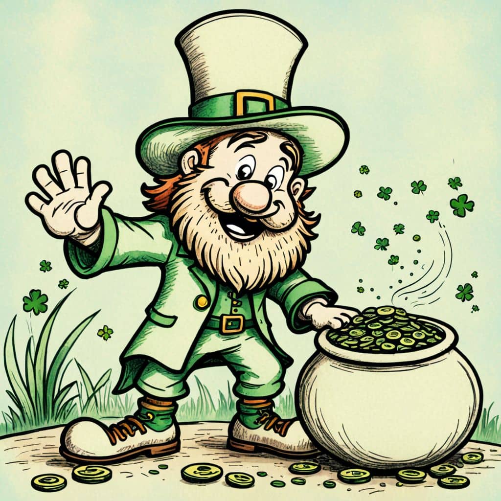 Colored Leprechaun with a pot of gold