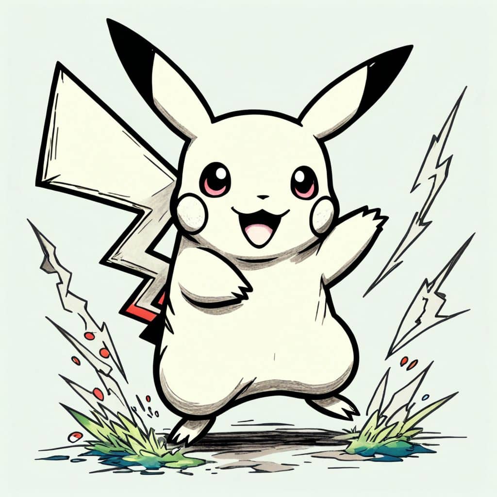 Colored Pikachu - Charging a thunderbolt