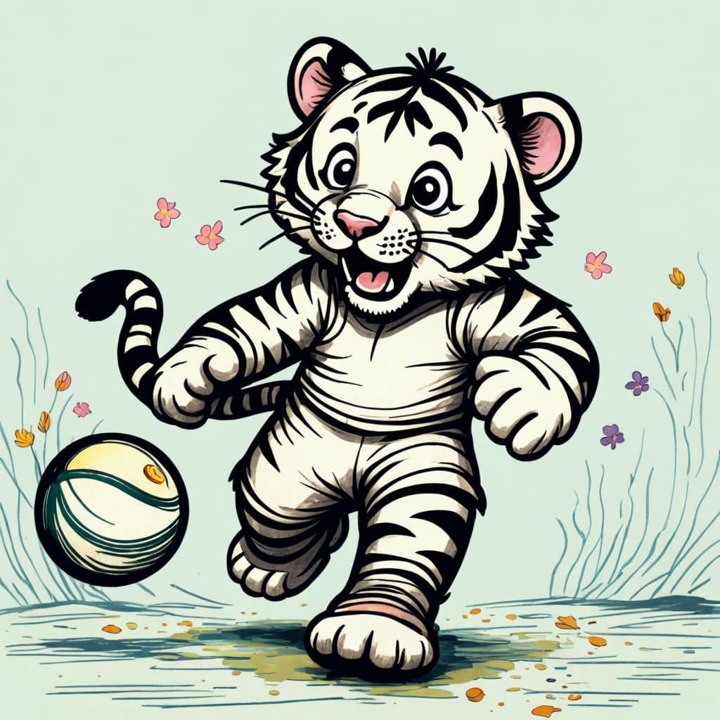 Colored Tiger dribbling a basketball