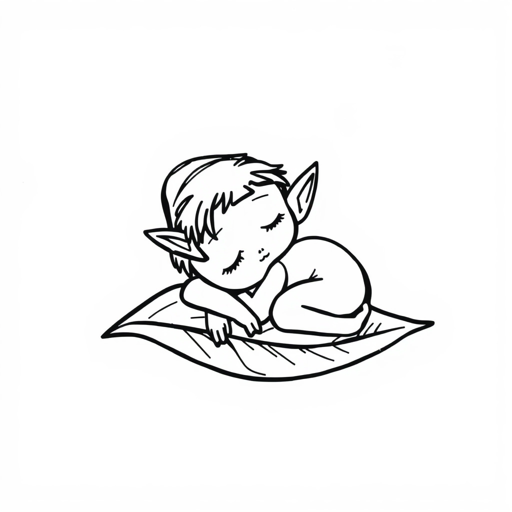 Elf napping on a leaf