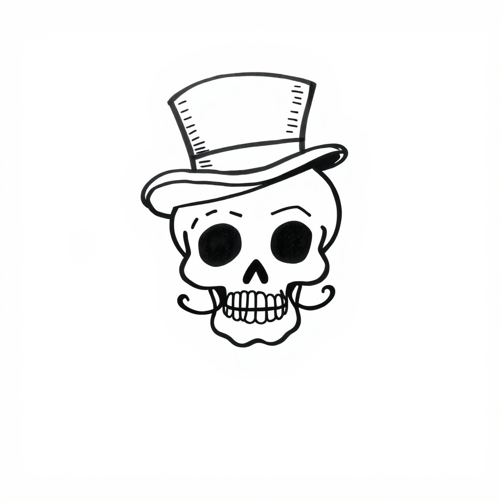 Skull with a top hat and monocle