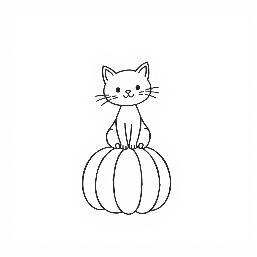 Cat sitting on a pumpkin