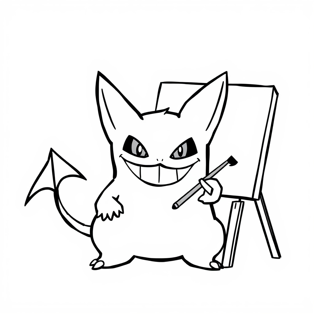 Gengar painting a canvas