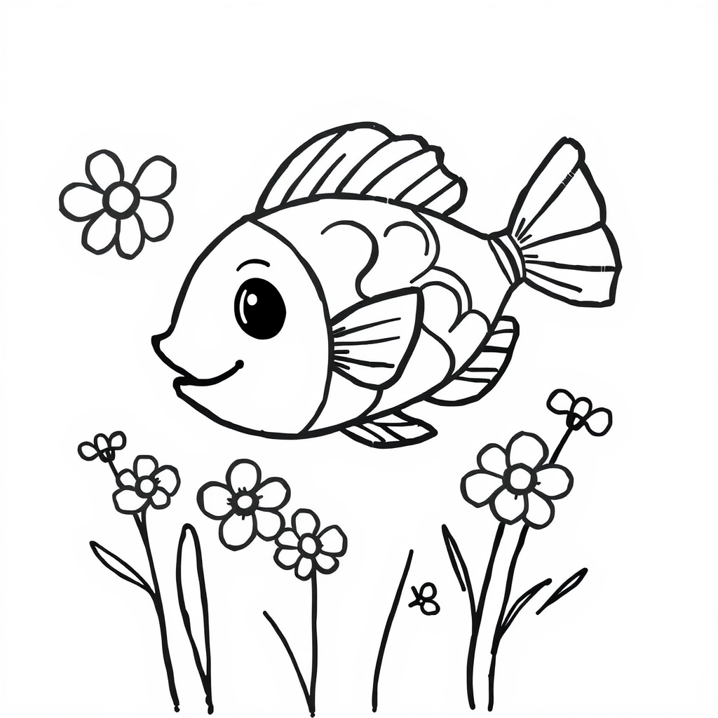 Angelfish with spring flowers