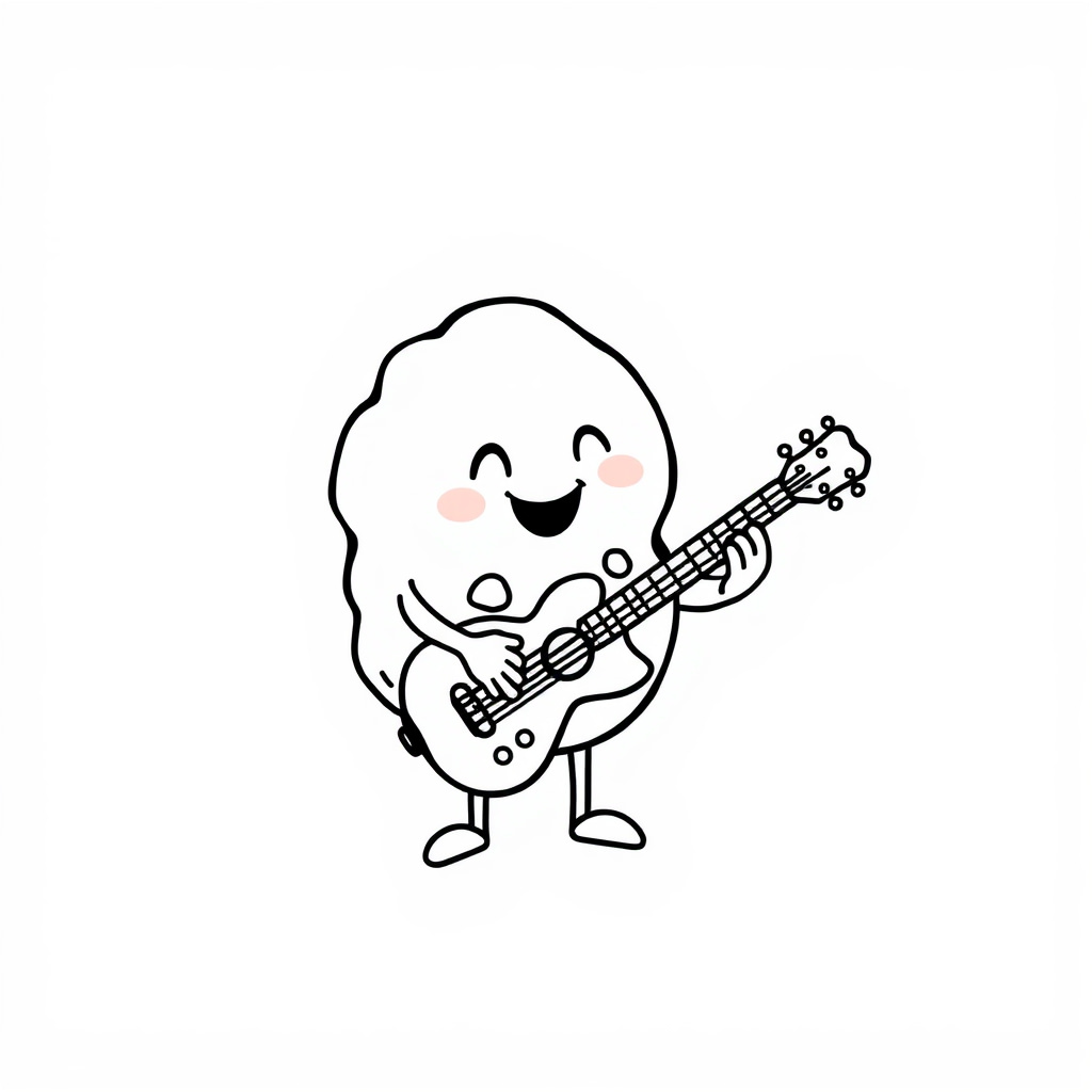 Cartoon Cookie playing guitar