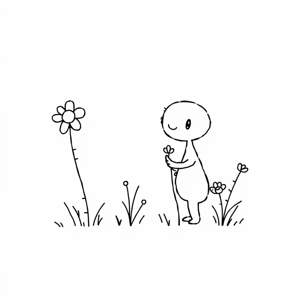 Picking flowers in the meadow