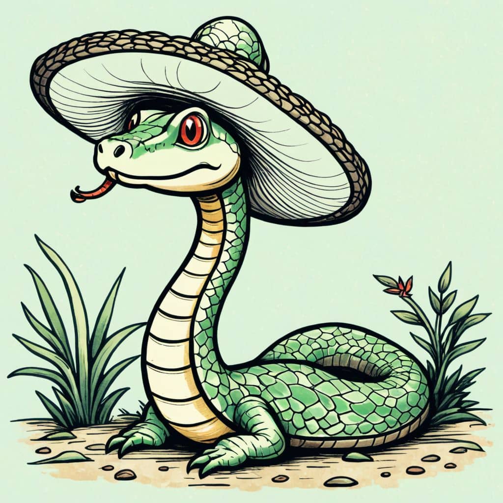 Colored Snake wearing a sombrero