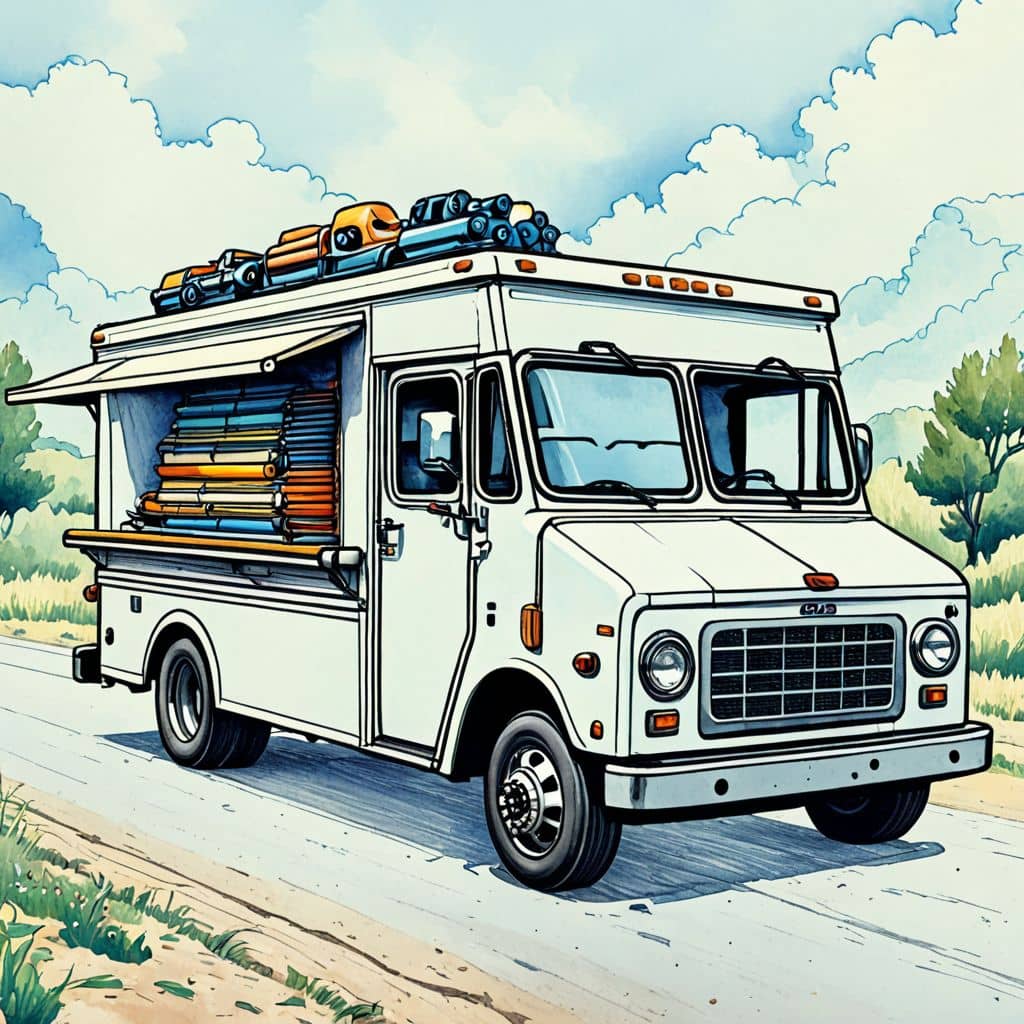 Colored sandwich truck with subs