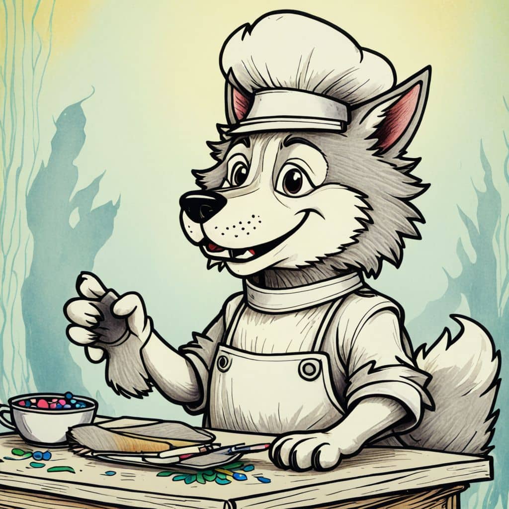 Colored Wolf as a chef