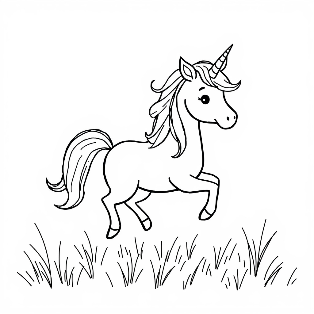 Golden unicorn prancing through a meadow