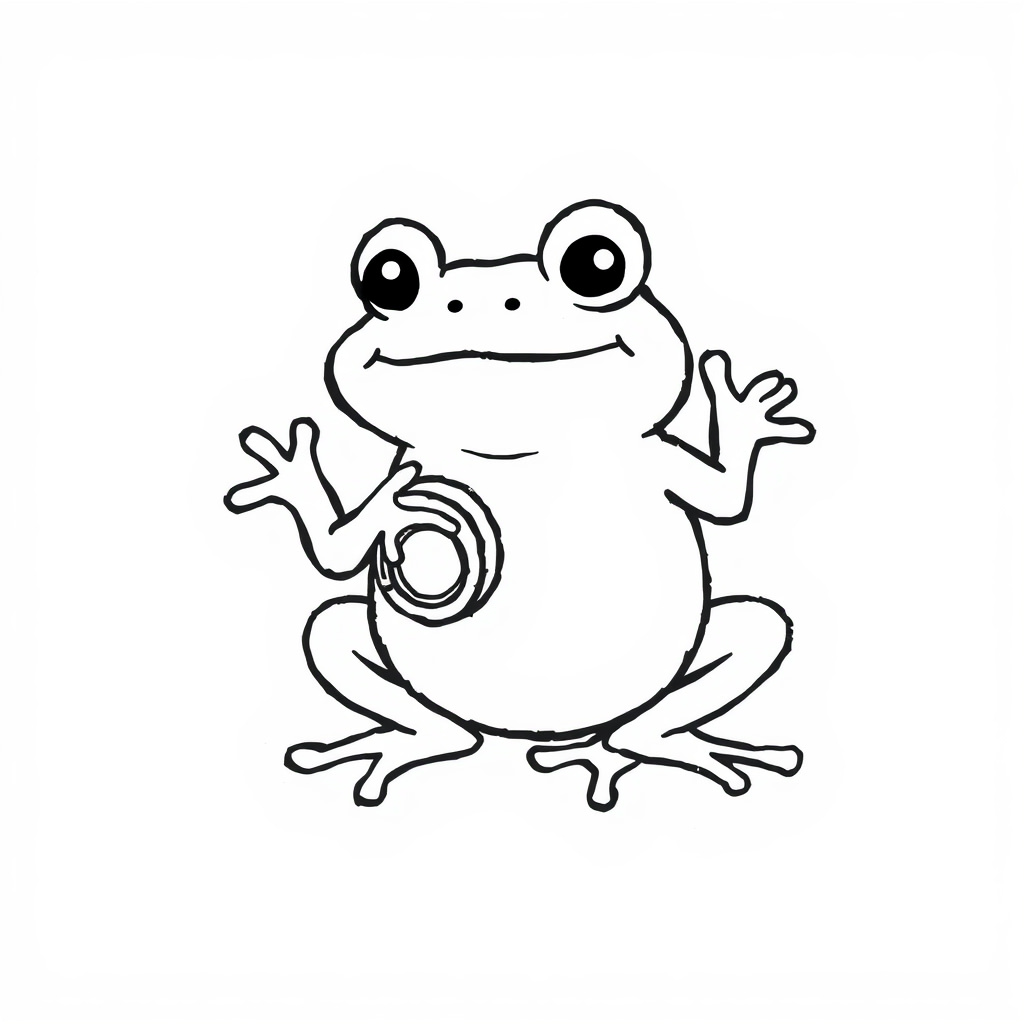 Frog grooving with headphones.