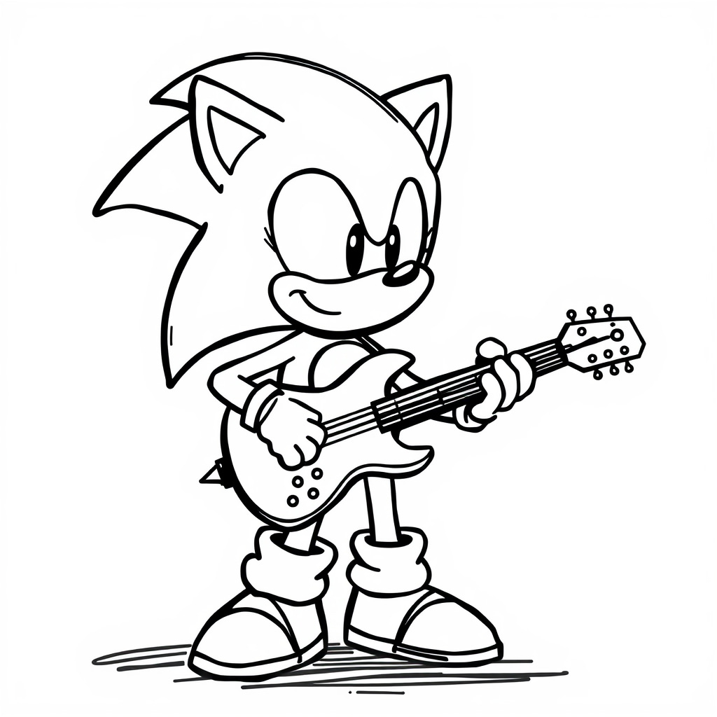 Sonic playing a guitar