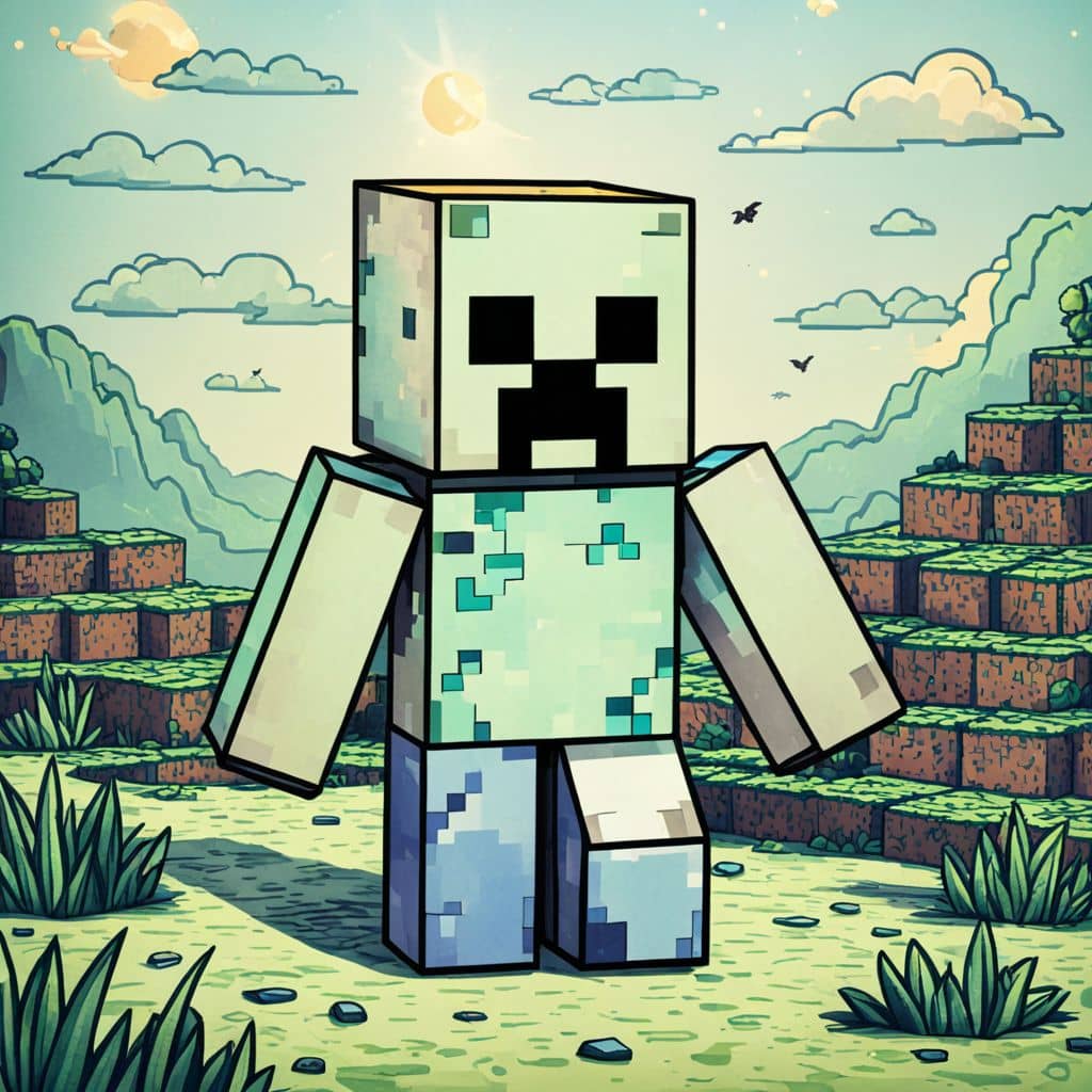 Colored Creeper - Minecraft with Steve friend