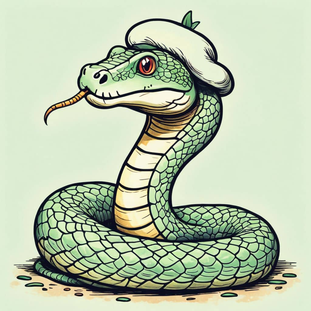 Colored Snake with a beret