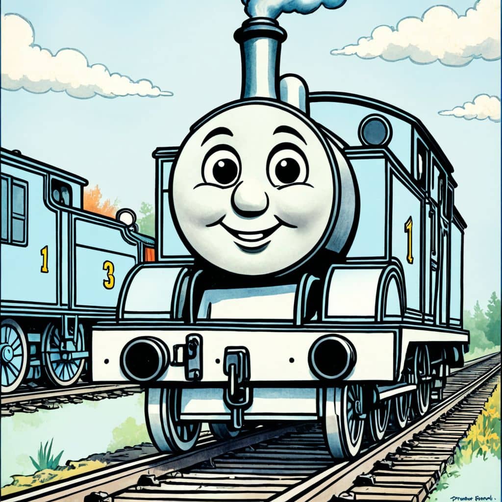 Colored James - the red engine from Thomas & Friends with steam blowing