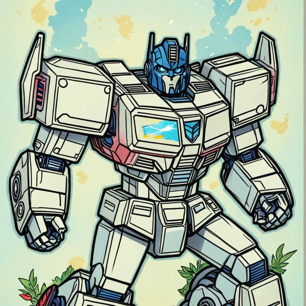 Colored Megatron - the Decepticon leader creating an energy shield