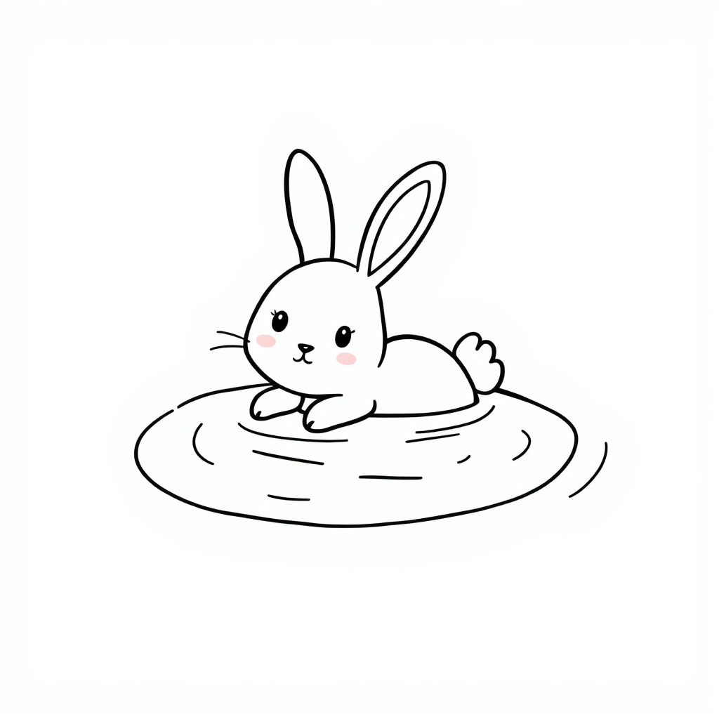 Bunny swimming in summer pool