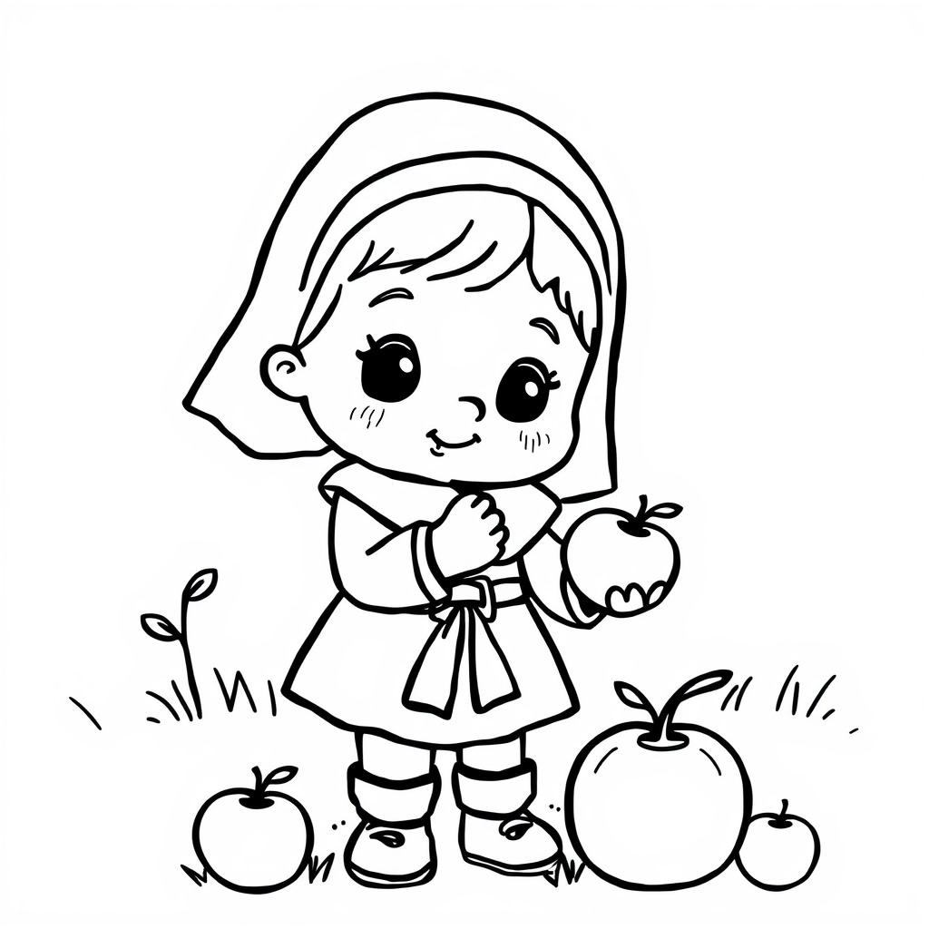 Pilgrim child picking apples