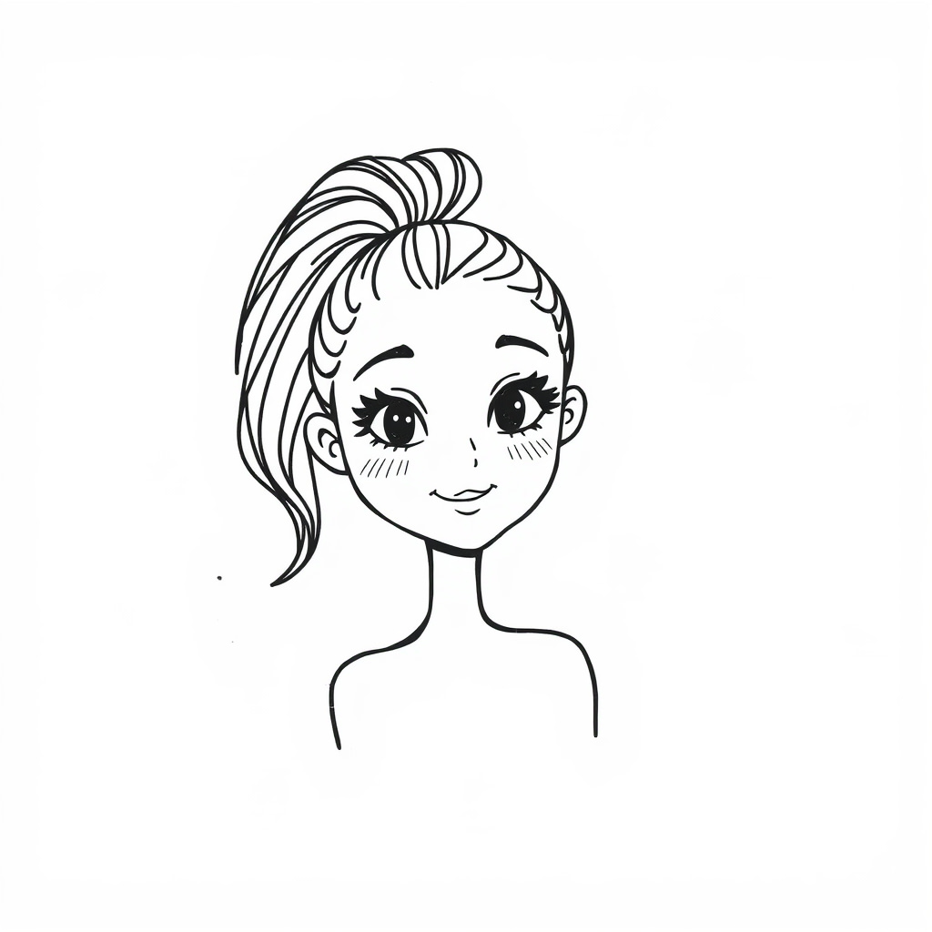 Woman with high ponytail