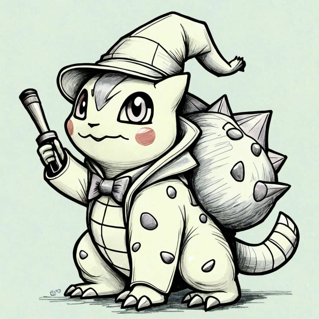 Colored Bulbasaur in magician's attire
