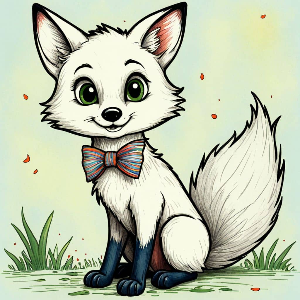 Colored Fox wearing a bow tie