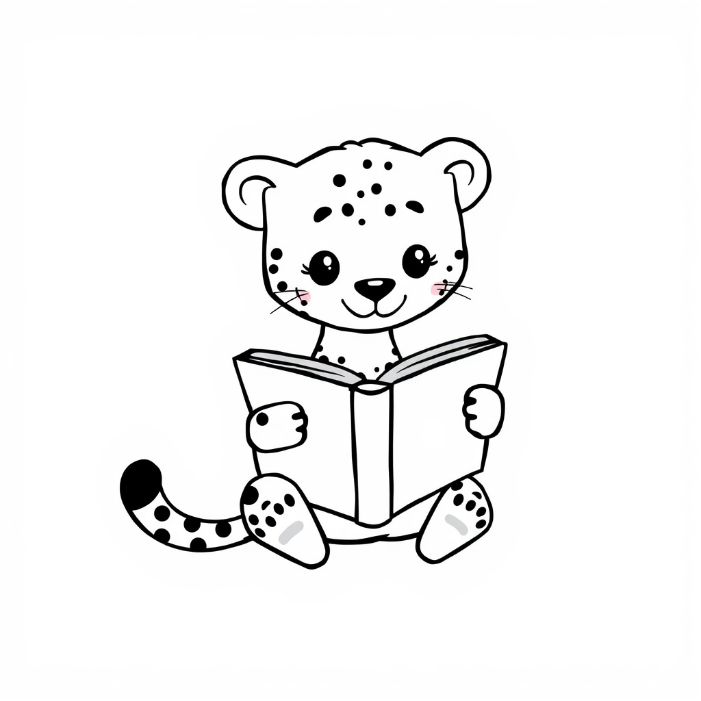 Cheetah reading a book