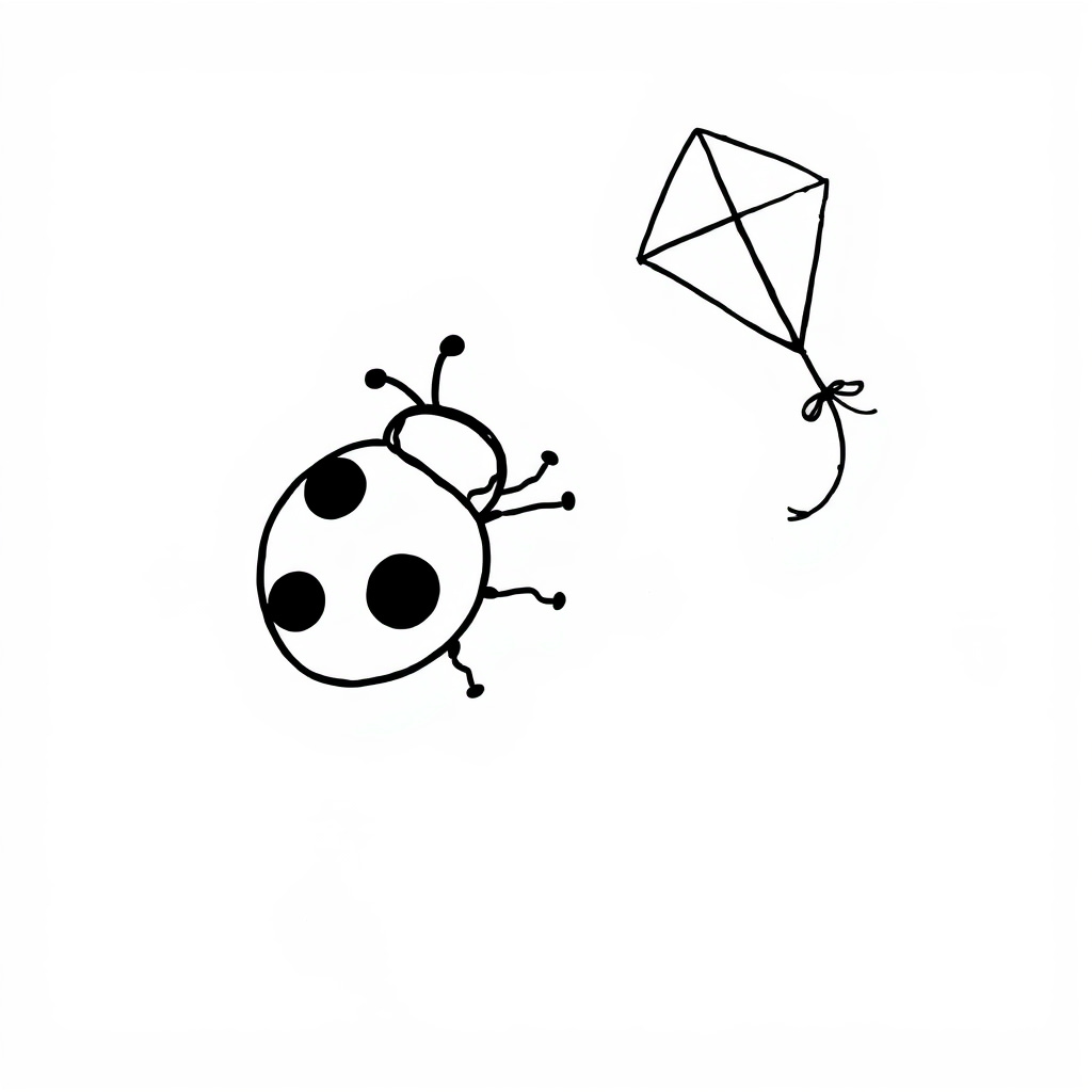 Ladybug flying a kite