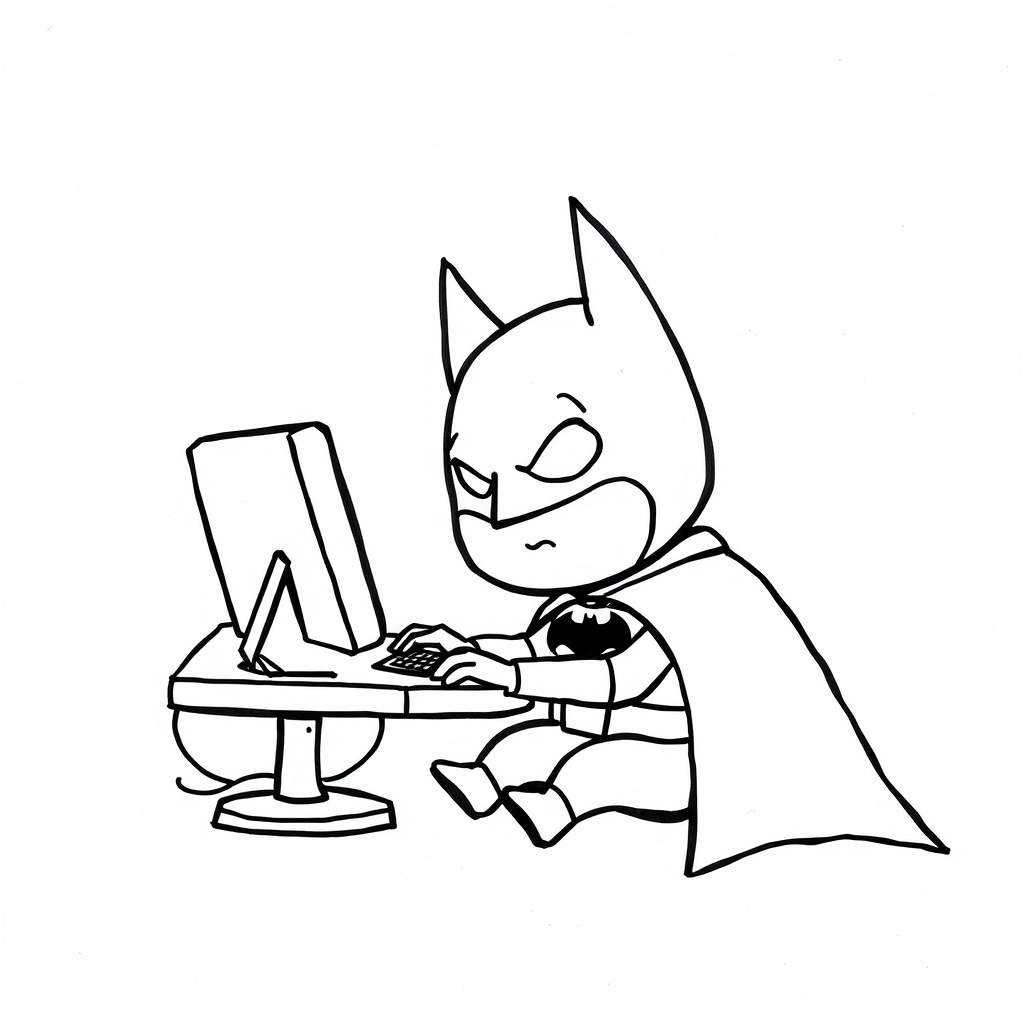 Batman analyzing with Batcomputer