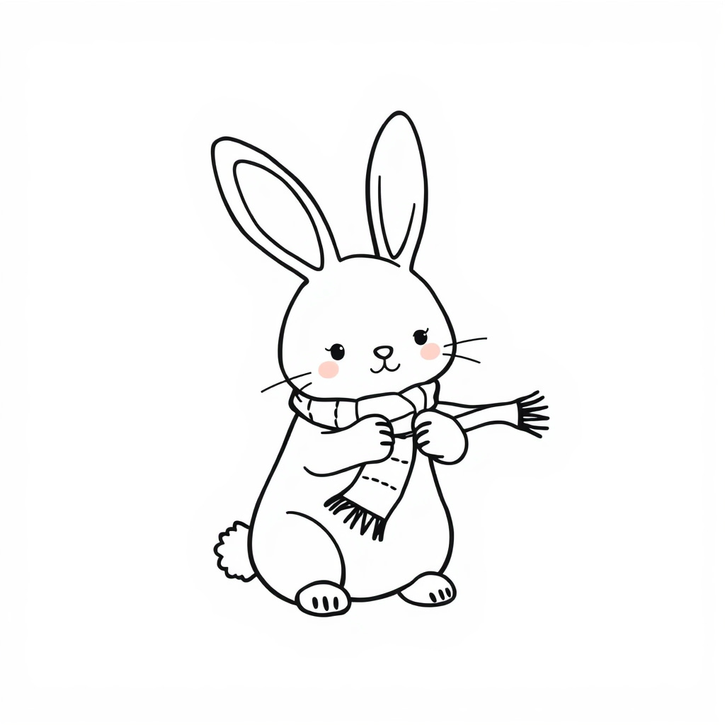 Bunny knitting a scarf