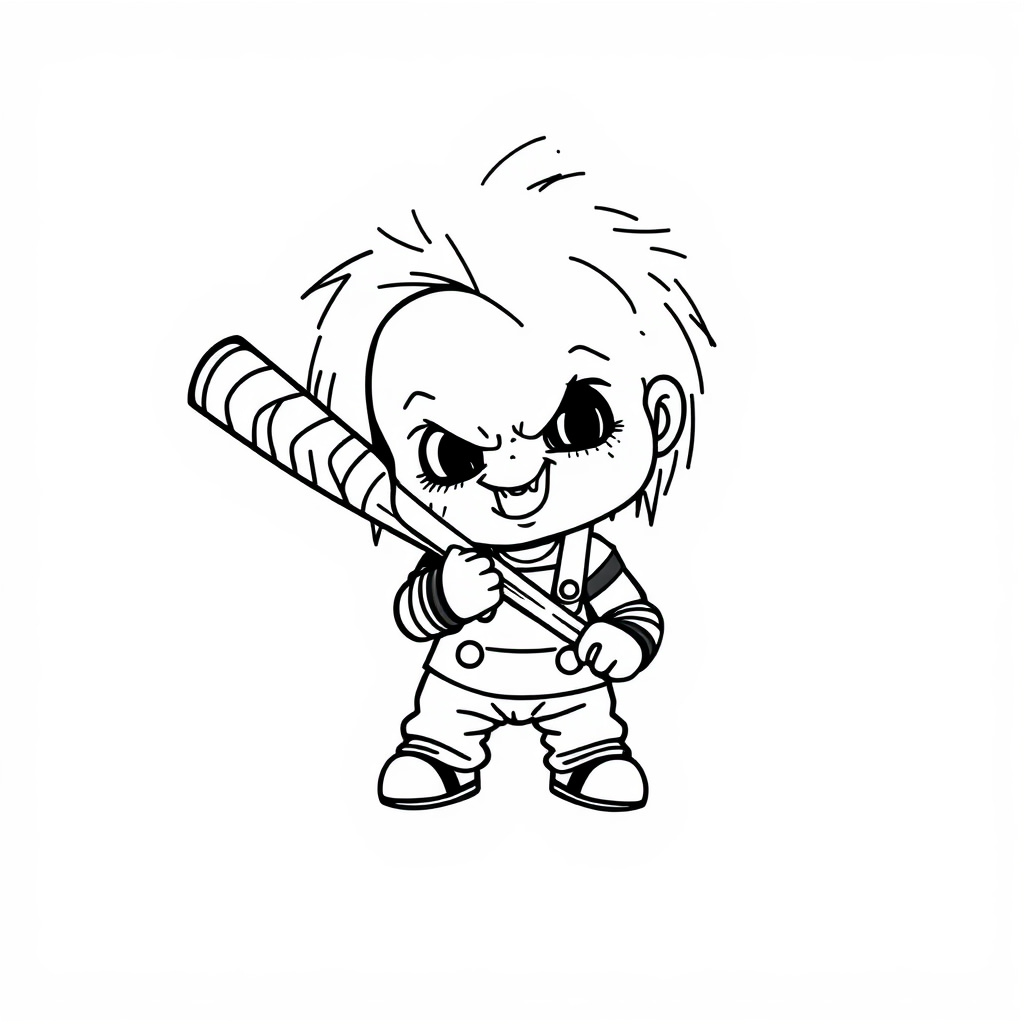 Chucky with a spiked baseball bat