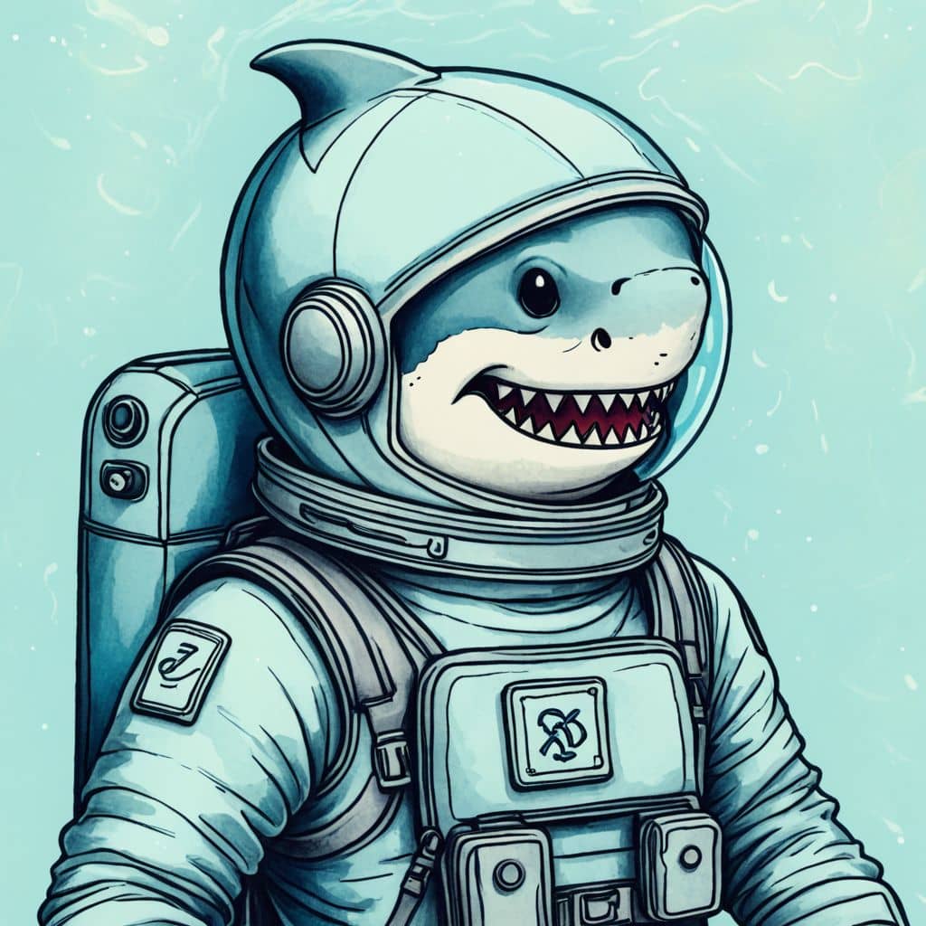 Colored Shark astronaut with helmet