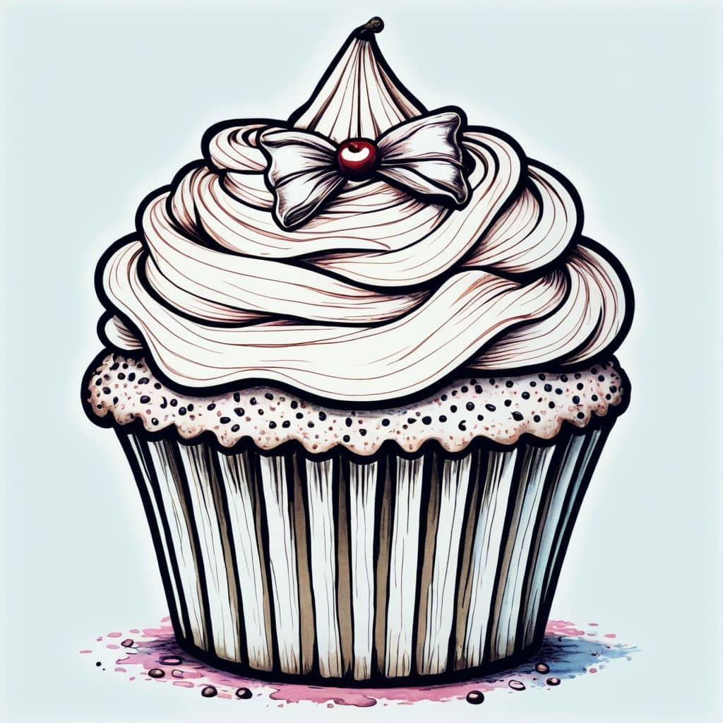 Colored Cupcake with a bow tie