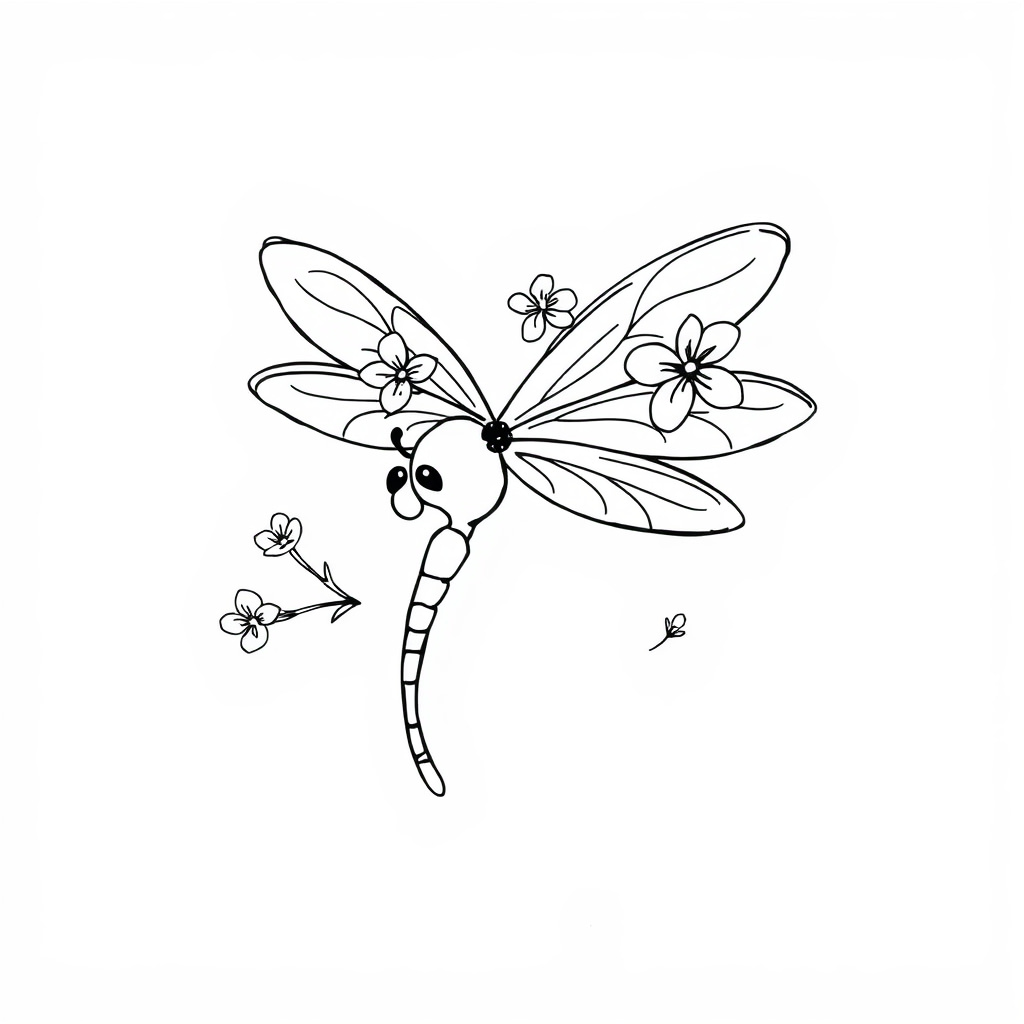 Dragonfly with spring cherry blossoms