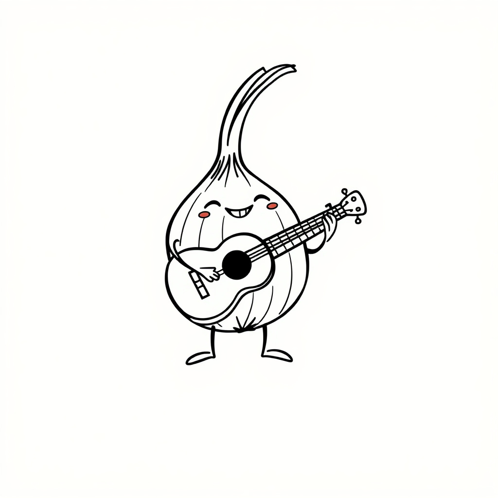 Onion playing a ukulele