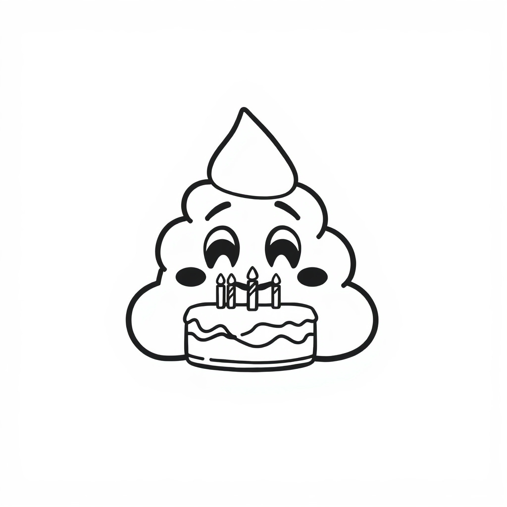 Poop Emoji with a birthday cake