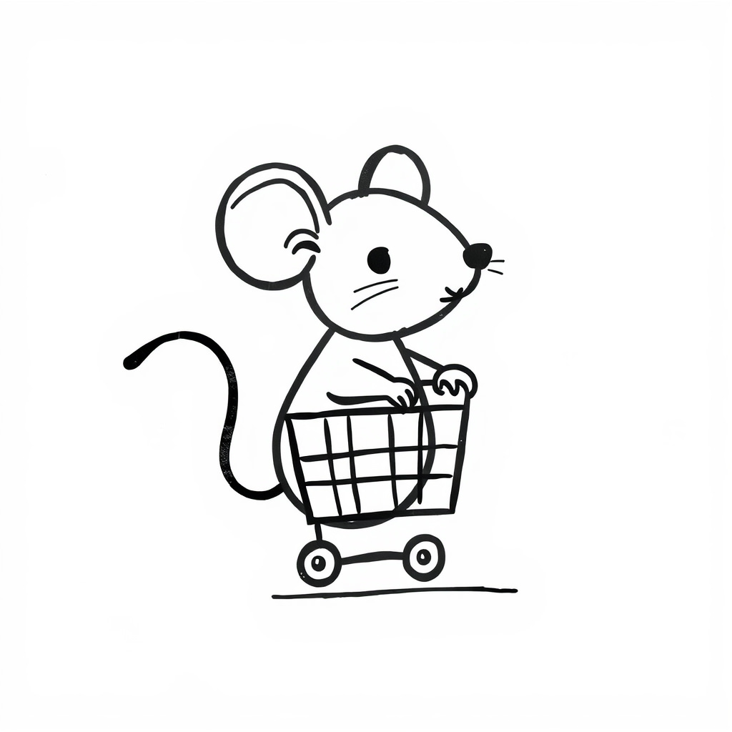 Shopping Mouse with a Tiny Cart