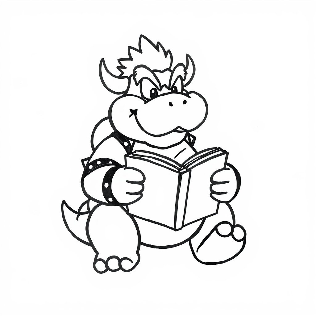 Bowser reading a book