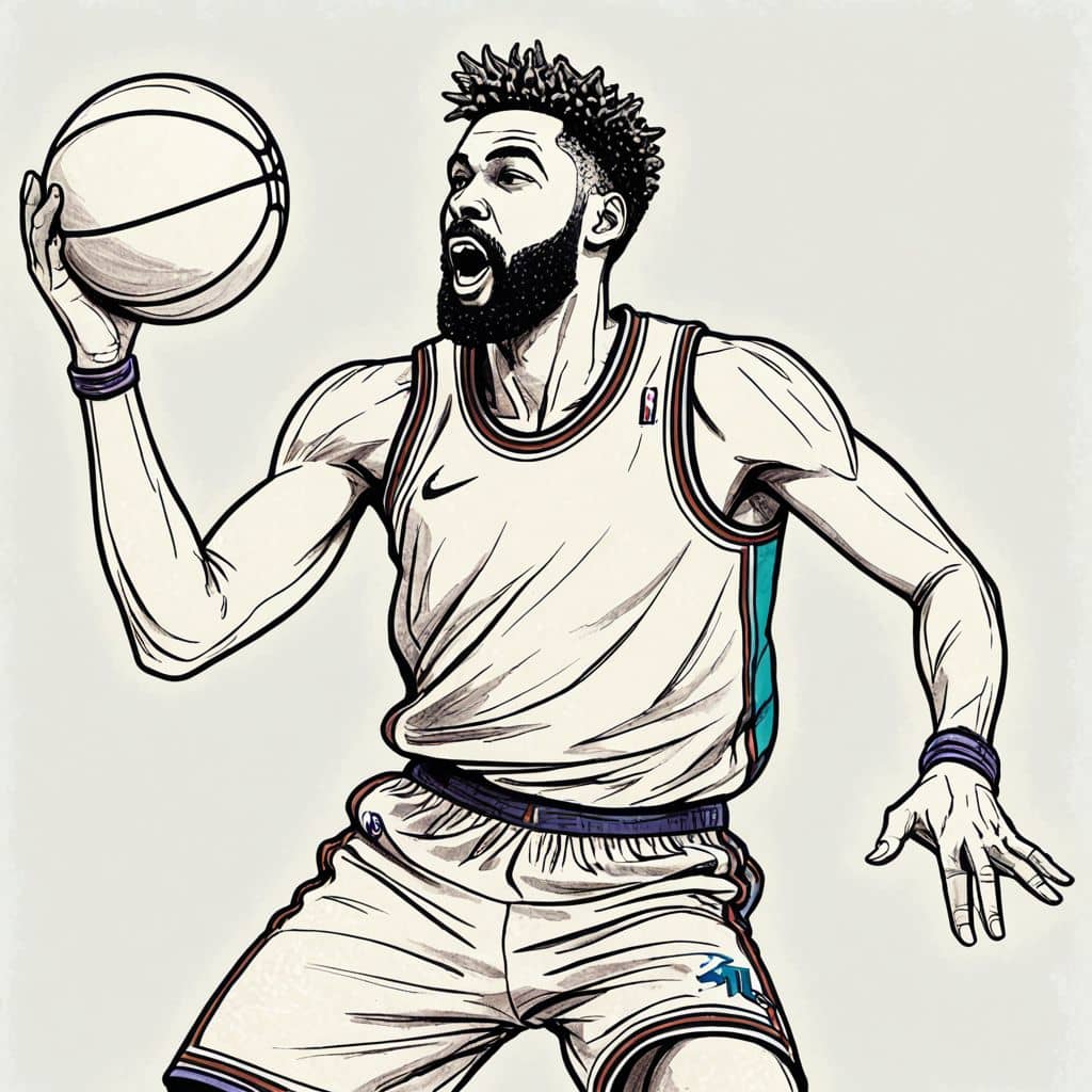 Colored Luka Dončić - the basketball player from NBA passing a basketball