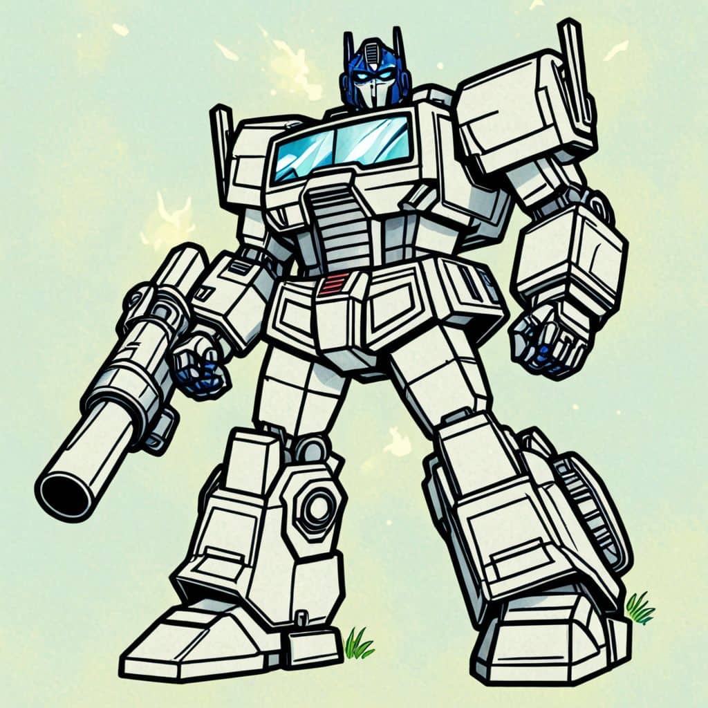 Colored Ironhide - the Autobot warrior standing guard with a cannon