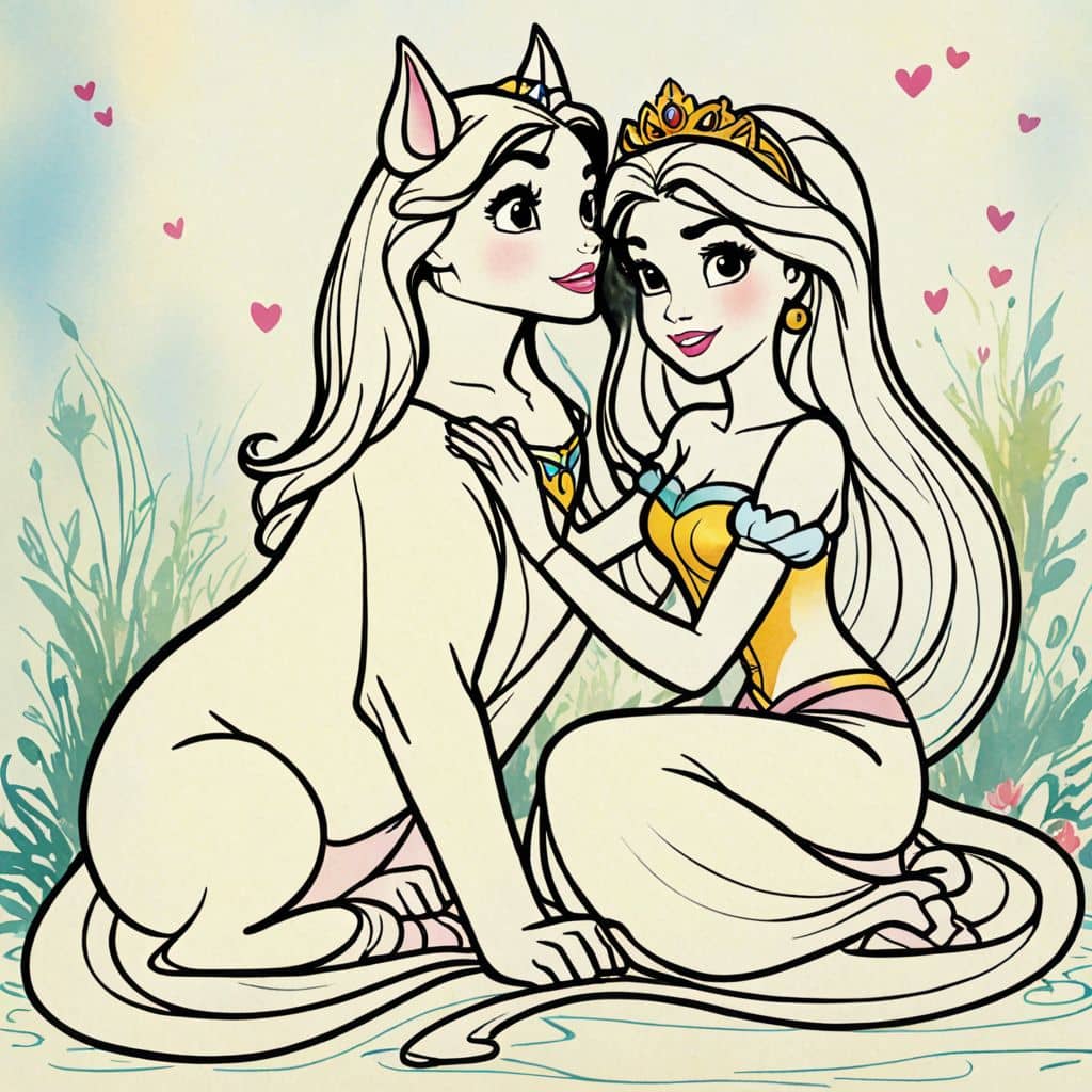 Colored Rajah cuddling Jasmine