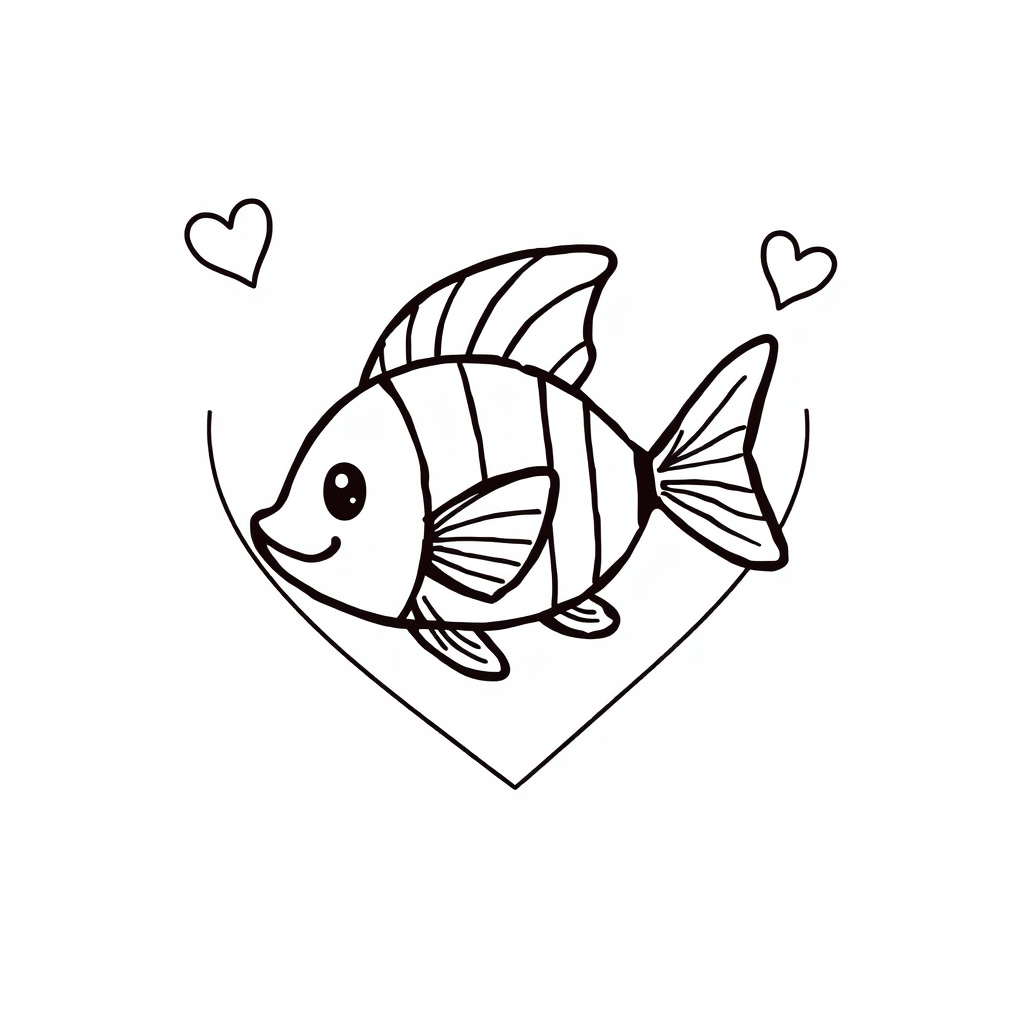 Angelfish in a Valentine's heart.