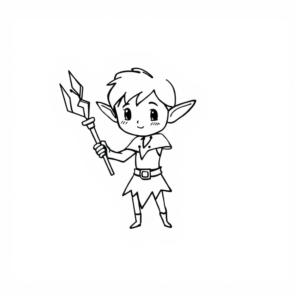 Elf wielding a glowing staff.