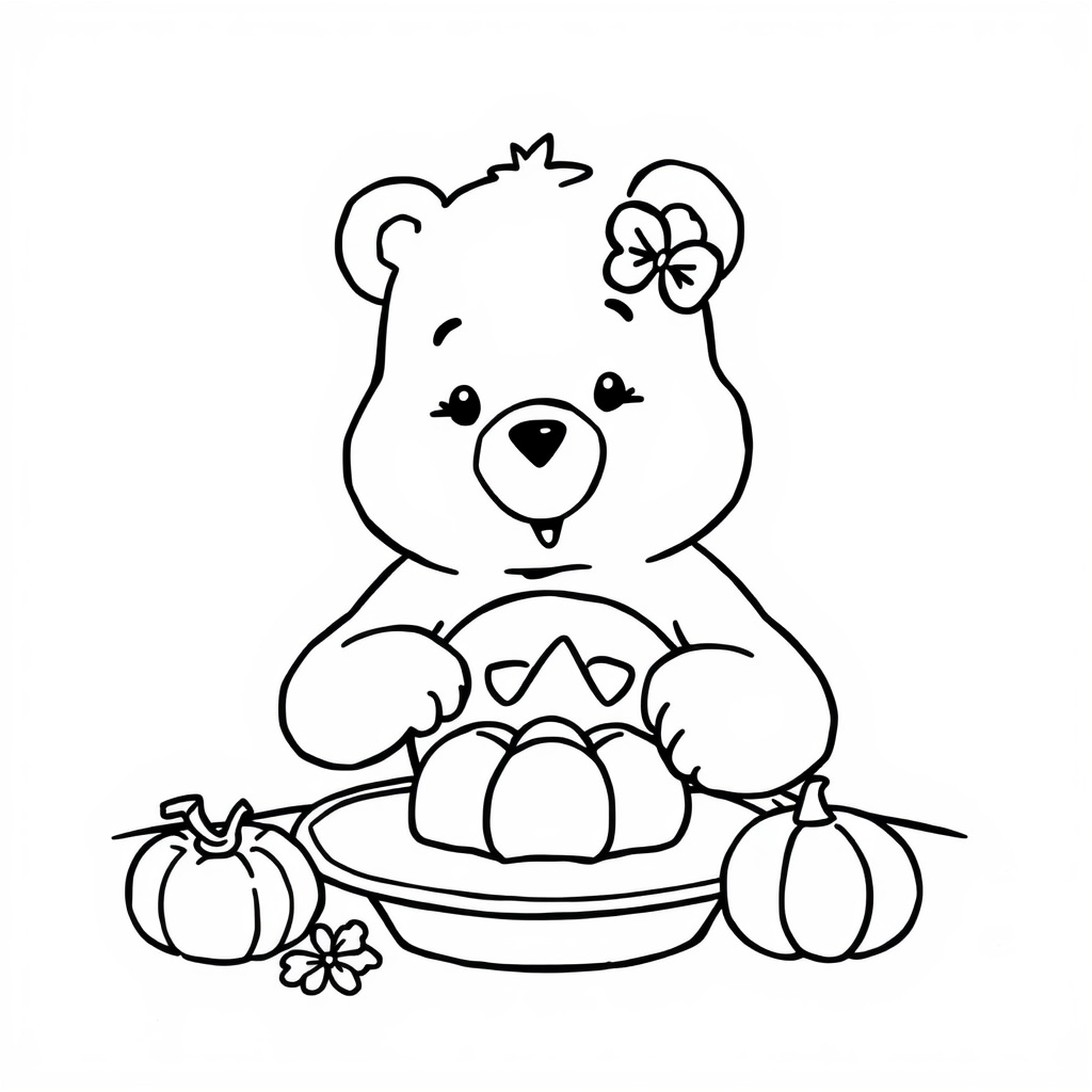 Care Bear at Thanksgiving feast.