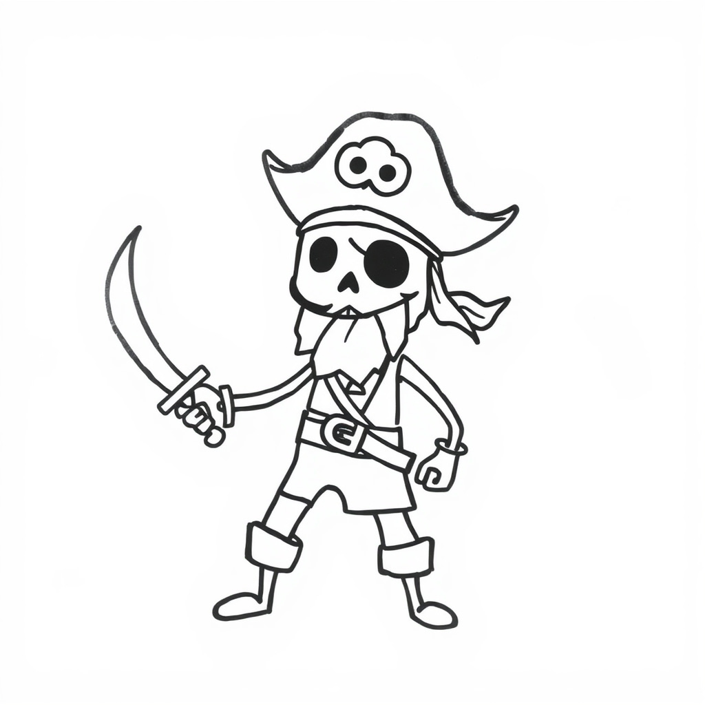 Pirate brandishing cutlass.