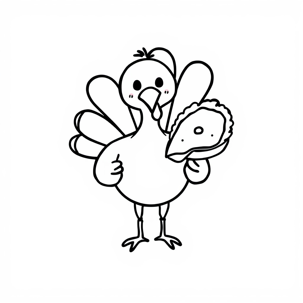 Turkey holding a pie