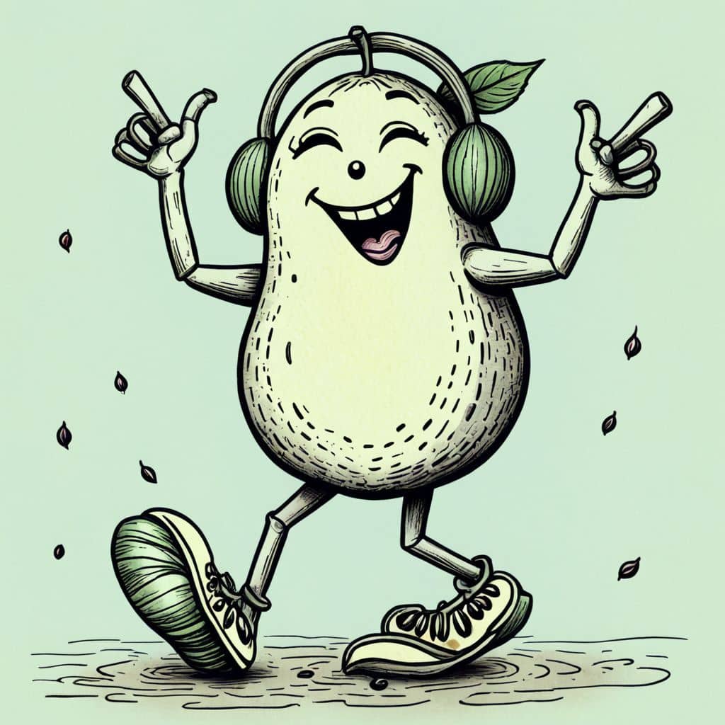 Colored Dancing orange with headphones.