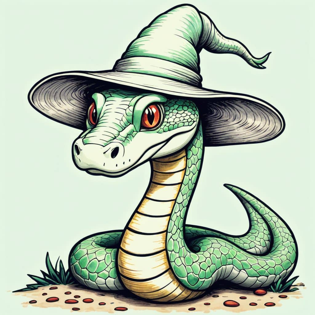 Colored Snake in a wizard hat
