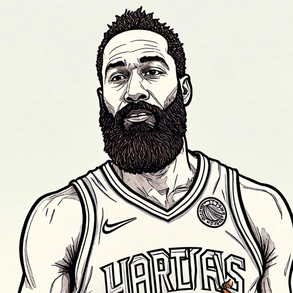 Colored James Harden - the basketball player from NBA wearing team jersey