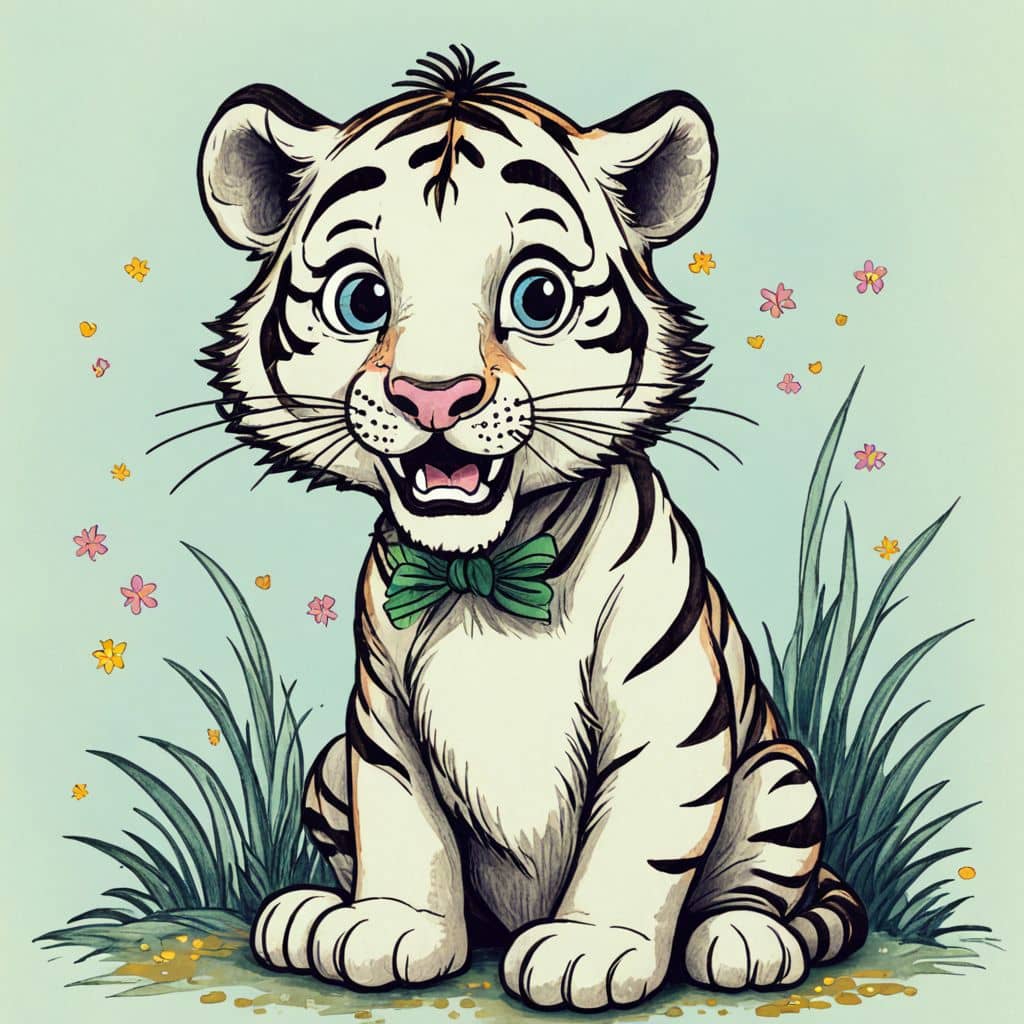 Colored Tiger with a bowtie.
